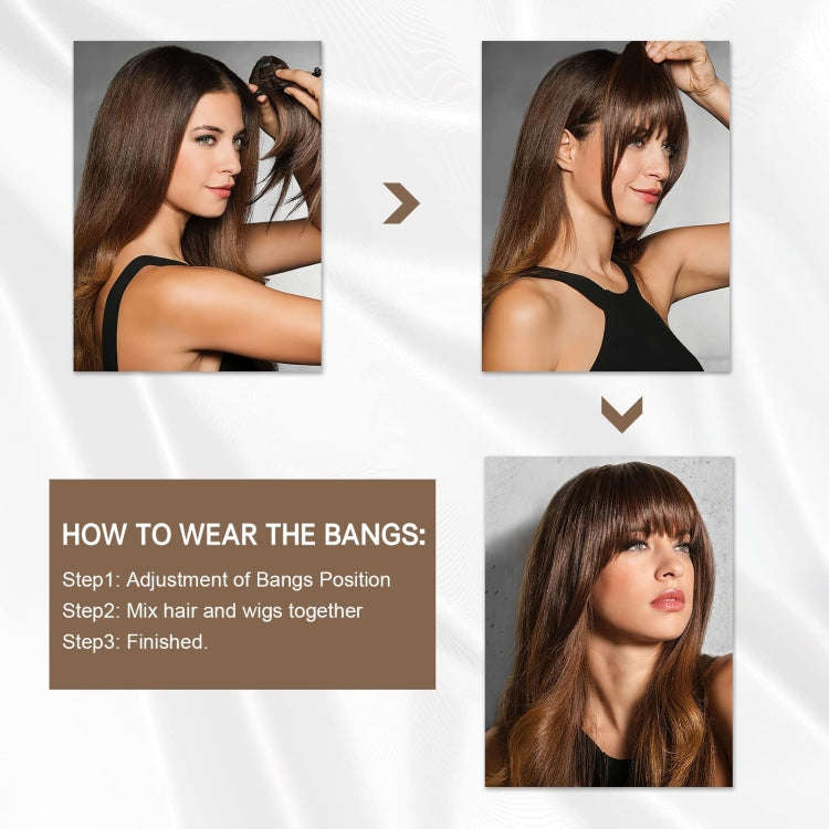 Chemical Fiber Wigs Thin Air Bangs Clip-on Wigs, Color: Light Brown with Sideburns