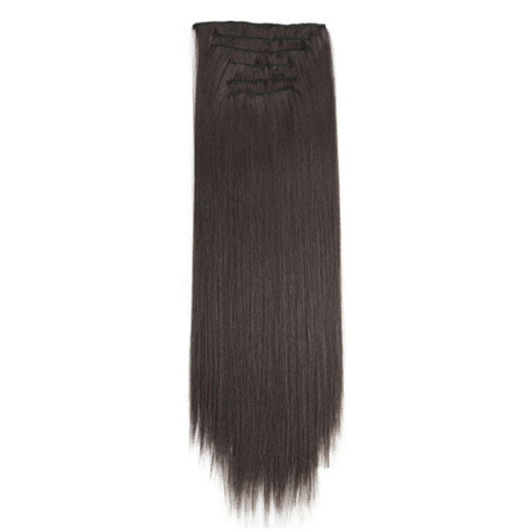 7pcs / Set Clips Long Straight Hair Extension Pieces 16 Clips Chemical Fiber Wigs, Model: 8#