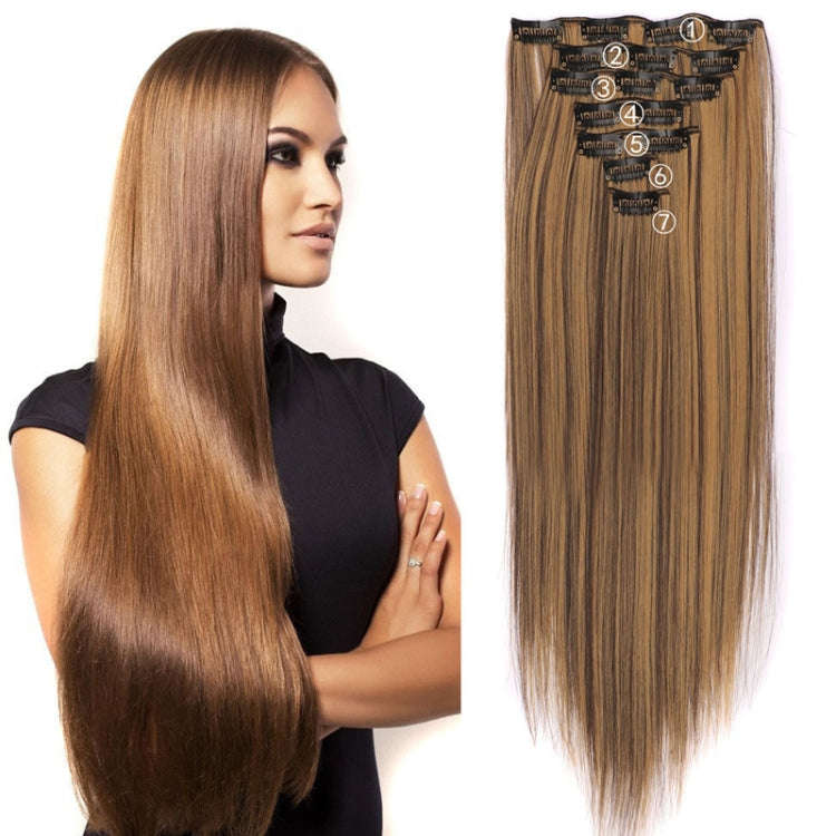 7pcs / Set Clips Long Straight Hair Extension Pieces 16 Clips Chemical Fiber Wigs, Model: 27M613#
