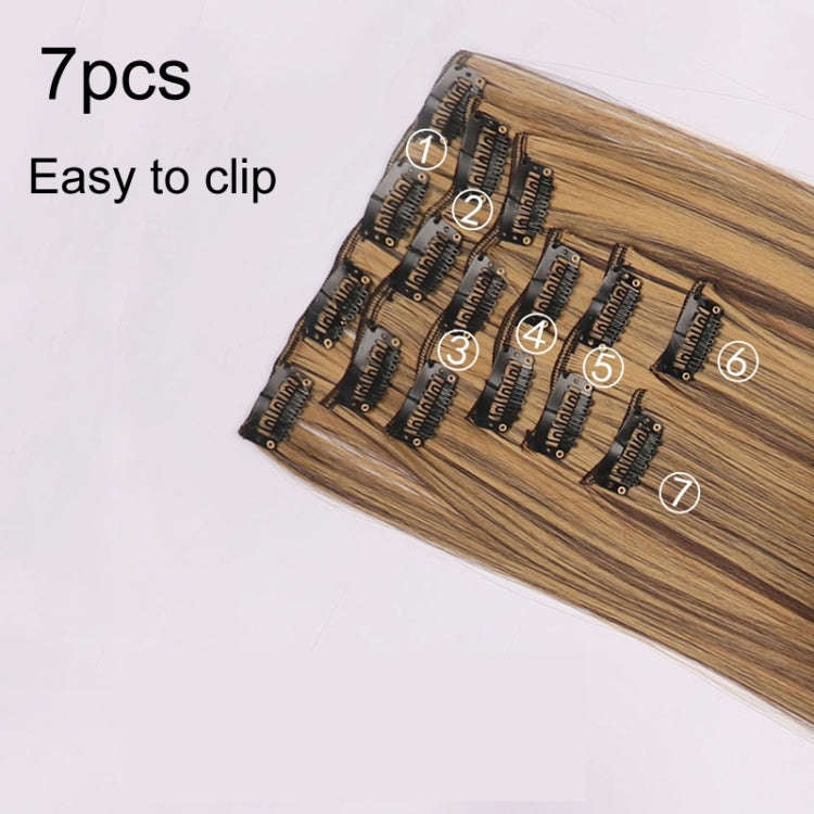 7pcs / Set Clips Long Straight Hair Extension Pieces 16 Clips Chemical Fiber Wigs, Model: 27M613#