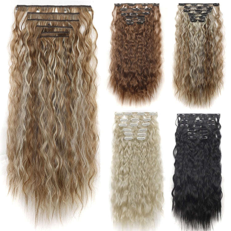 7pcs / Set Clip-On Corn Hair Extension Pieces 16-Card Cornrow Curl Wig, Color: 1BH613#