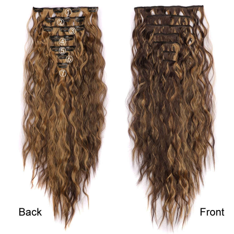 7pcs / Set Clip-On Corn Hair Extension Pieces 16-Card Cornrow Curl Wig, Color: 4#
