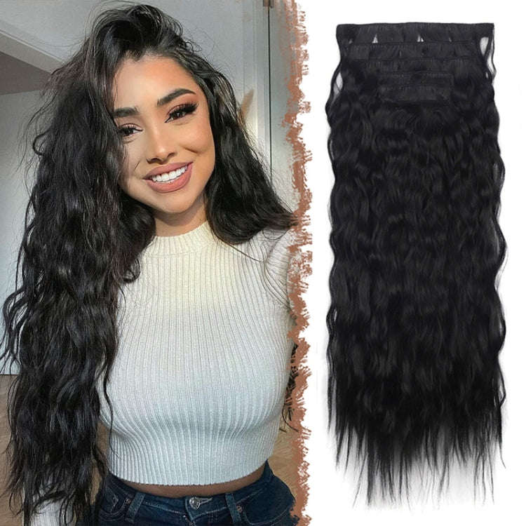 7pcs / Set Clip-On Corn Hair Extension Pieces 16-Card Cornrow Curl Wig, Color: 1BH613#