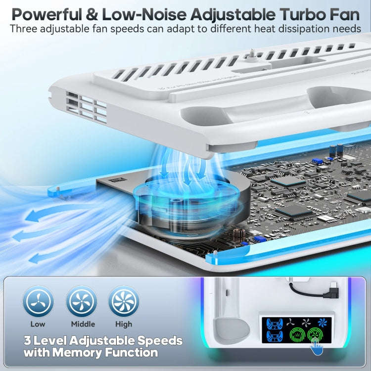 For PS5 Slim / PS5 iplay HA-8008 Cooling Bracket Headphone Organiser Grip Holder Charger(White)