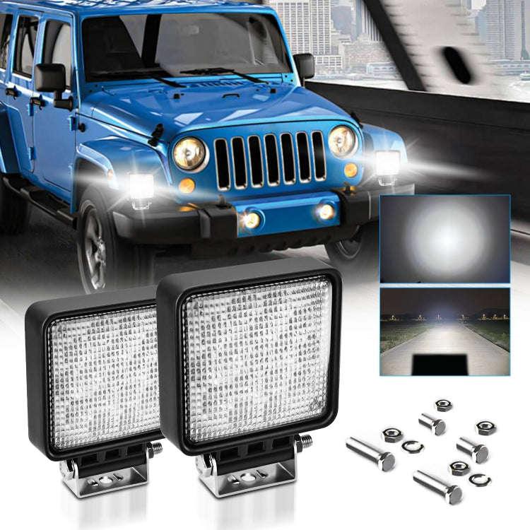 14W 9-30V 4 Inch Mixed Luminous Square Floodlight With Wire Set(X2)