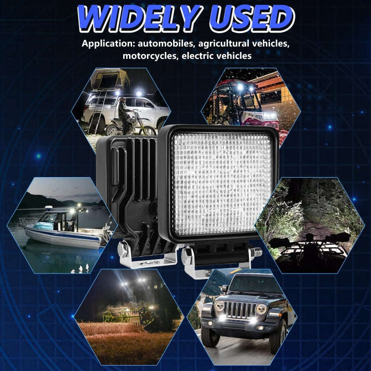 14W 9-30V 4 Inch Mixed Luminous Square Floodlight With Wire Set(X2)