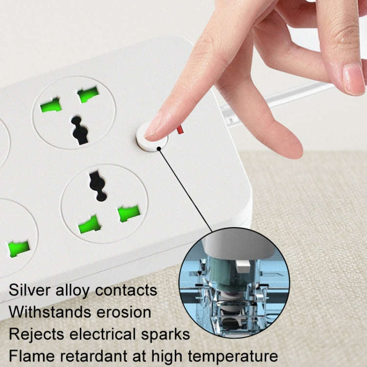 Thunderproof Overload Protection 4USB+2PD+6 Holes Socket, Color: Black EU Plug