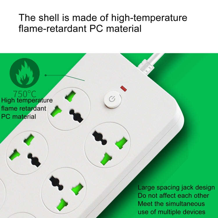 Thunderproof Overload Protection 4USB+2PD+6 Holes Socket, Color: Black EU Plug