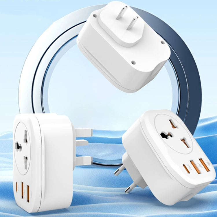 Universal Converter Plug 2USB+Type-C Smart Converter Socket US Plug(White)