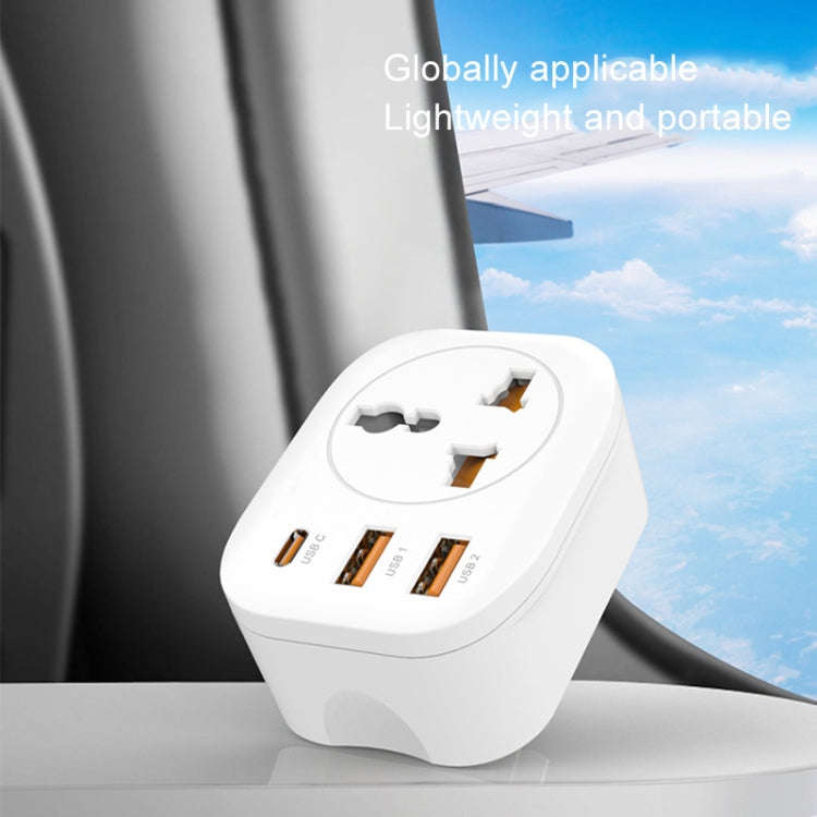 Universal Converter Plug 2USB+Type-C Smart Converter Socket US Plug(White)