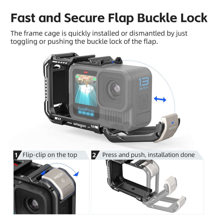 AMagisn Upgrade Ver Metal Rabbit Cage For GoPro HERO13 Black / HERO12 Black / HERO11 Black / HERO...