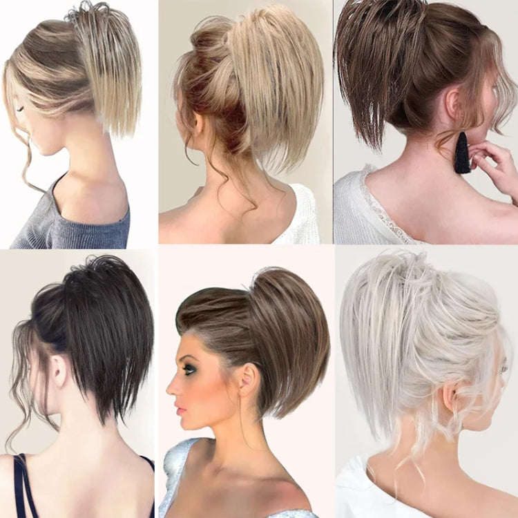 Ladies Short Chemical Fiber Fountain Claw Clip High Ponytail Wig, Color: 1B#