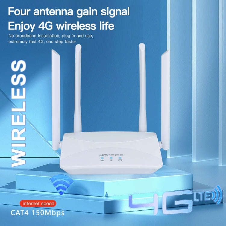 European B1/3/7/8/20/38/40/41 4G Wireless CPE Router Plug-in Mobile WiFi, EU Plug