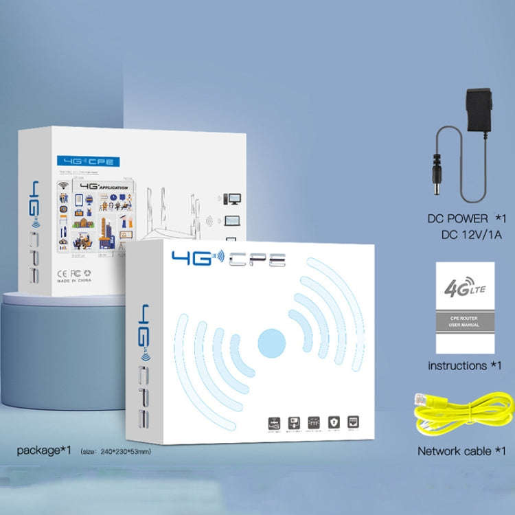 European B1/3/7/8/20/38/40/41 4G Wireless CPE Router Plug-in Mobile WiFi, EU Plug