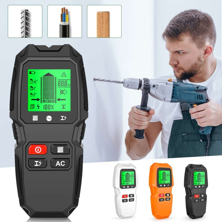 HW-QB6 5 In 1 Wall Scanner Handheld Stud Finder Wood Current Metal Live Wires Detection(Black)