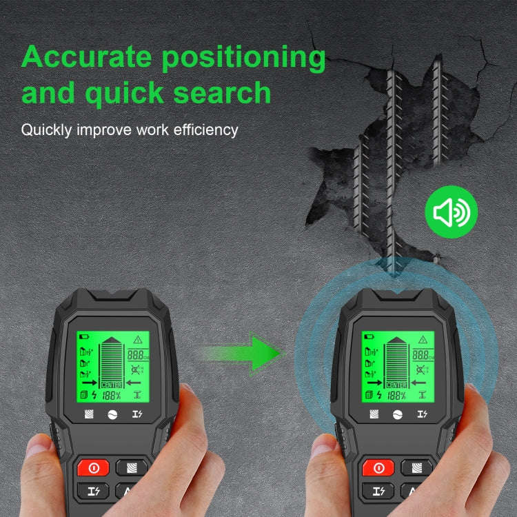 HW-QB6 5 In 1 Wall Scanner Handheld Stud Finder Wood Current Metal Live Wires Detection(Black)