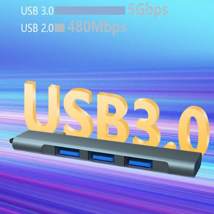 Side Plug Wireless Docking Station 4 In 1 Multifunctional Computer Cable Hubs, Port: USB 3.0 Gray