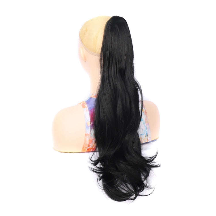 Ladies Claw Clip Inside Button Long Curly Pear Ponytail Wig, Color: 1B#