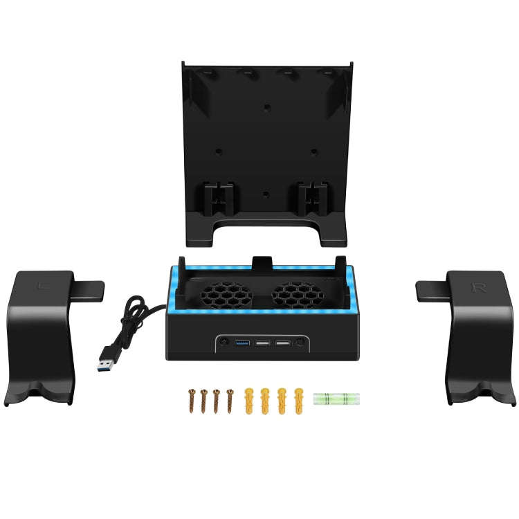 For XBOX Series S Wall Mounted Cooling RGB Multi-function Base With Fan and Hook(Black)