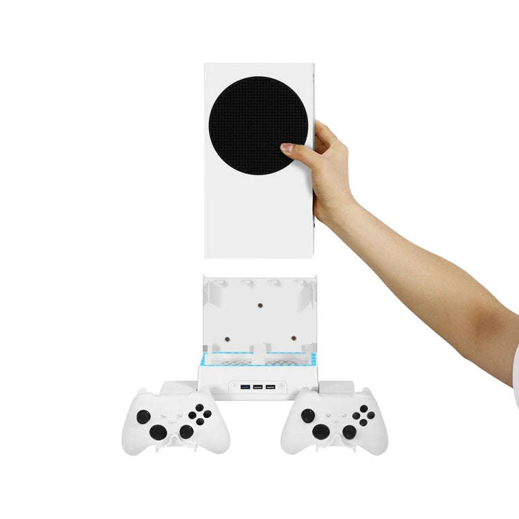 For XBOX Series S Wall Mounted Cooling RGB Multi-function Base With Fan and Hook(Black)