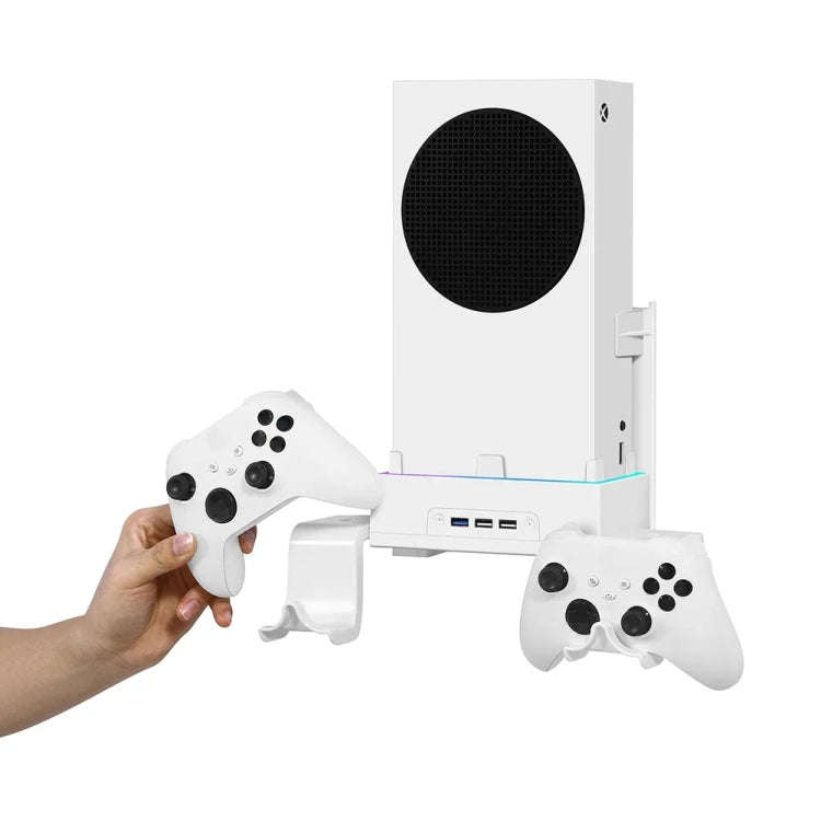 For XBOX Series S Wall Mounted Cooling RGB Multi-function Base With Fan and Hook(Black)
