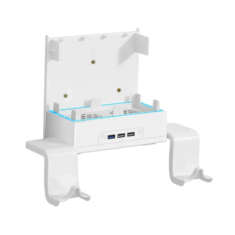 For XBOX Series S Wall Mounted Cooling RGB Multi-function Base With Fan and Hook(Black)