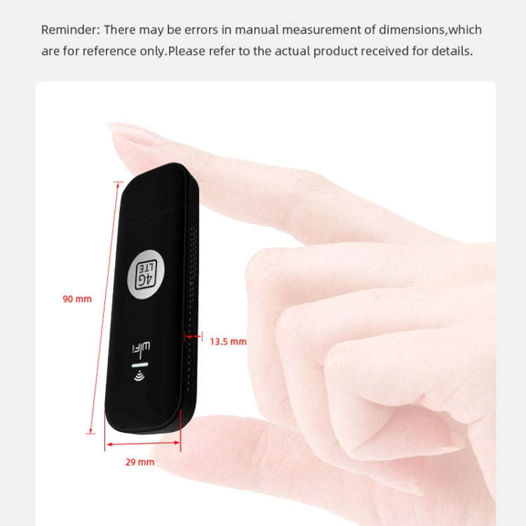 Global Edition 4G UFI LTE WiFi Dongle Wireless Router Plug-in NIC Router(Black)