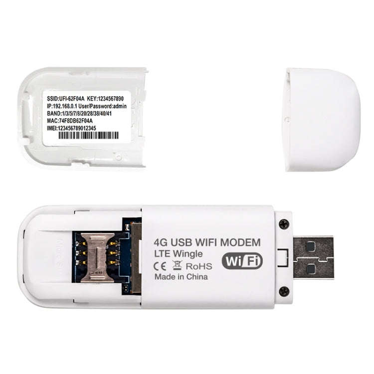 Global Edition 4G UFI LTE WiFi Dongle Wireless Router Plug-in NIC Router(White)