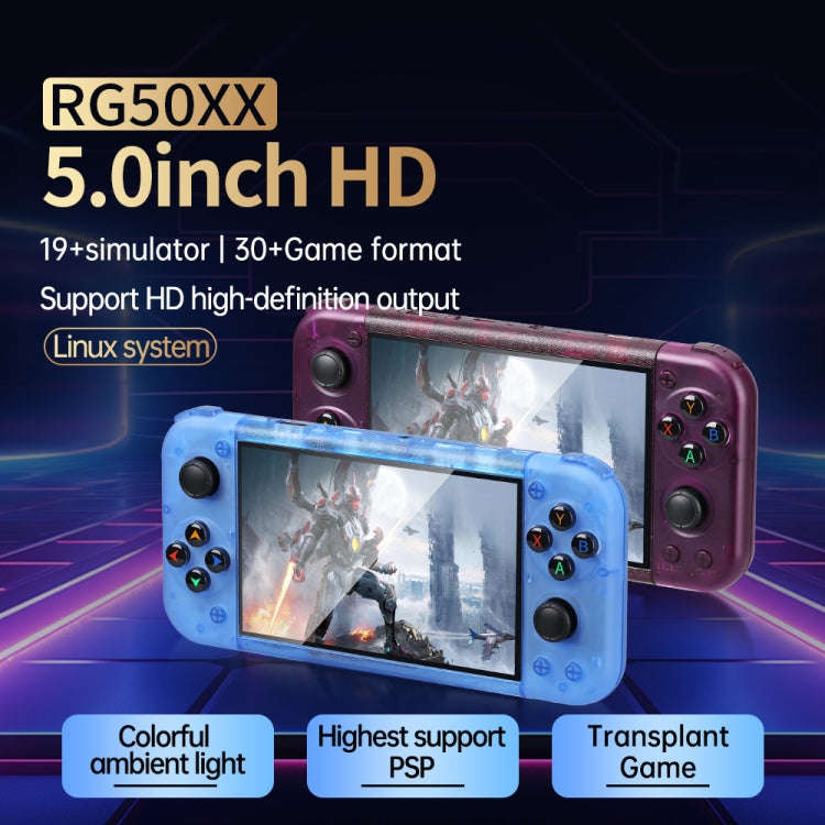 RG50XX 5-Inch Retro Handheld Game Console Linux System Built In 15000+ Games(White)