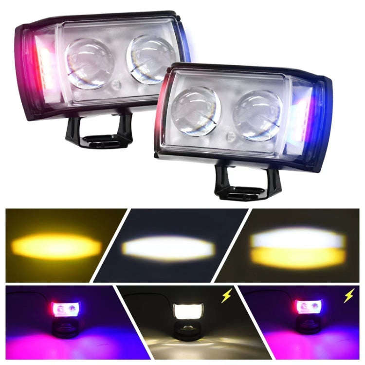 Motorcycle LED Spotlight External Mini Lens High Brightness Flash Headlight Driving Fog Lamps(2 L...