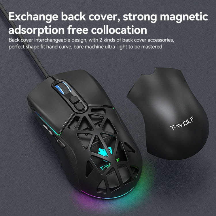 T-WOLF G520 7-keys RGB Marquee Honeycomb Hollow Gaming Wired Mouse(White)