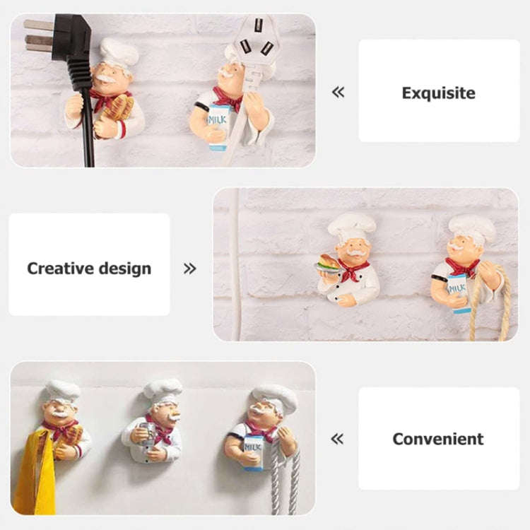 Home Cartoon Chef Power Cord Organizer Kitchen Storage Powerful Sticky Hooks, Style: Milk