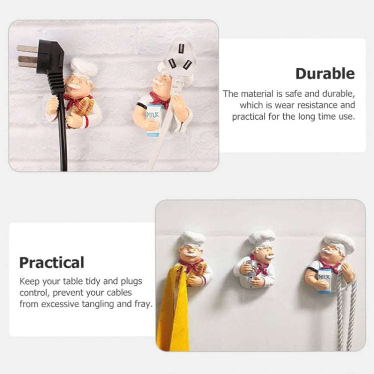 Home Cartoon Chef Power Cord Organizer Kitchen Storage Powerful Sticky Hooks, Style: Bread