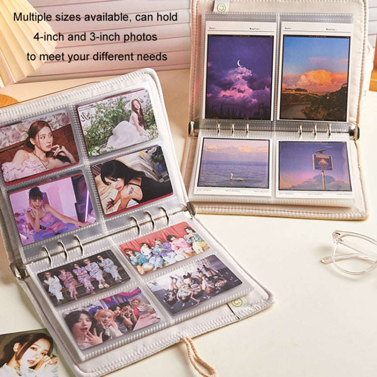 3/4 Inch 20 Pages Transparent Storage Photo Card Album(Rose White)