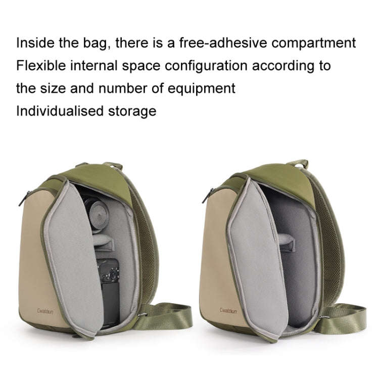 Cwatcun D148 Medium Casual Camera Bag Shoulder Crossbody Daily Photography Bag, Color: Army Green