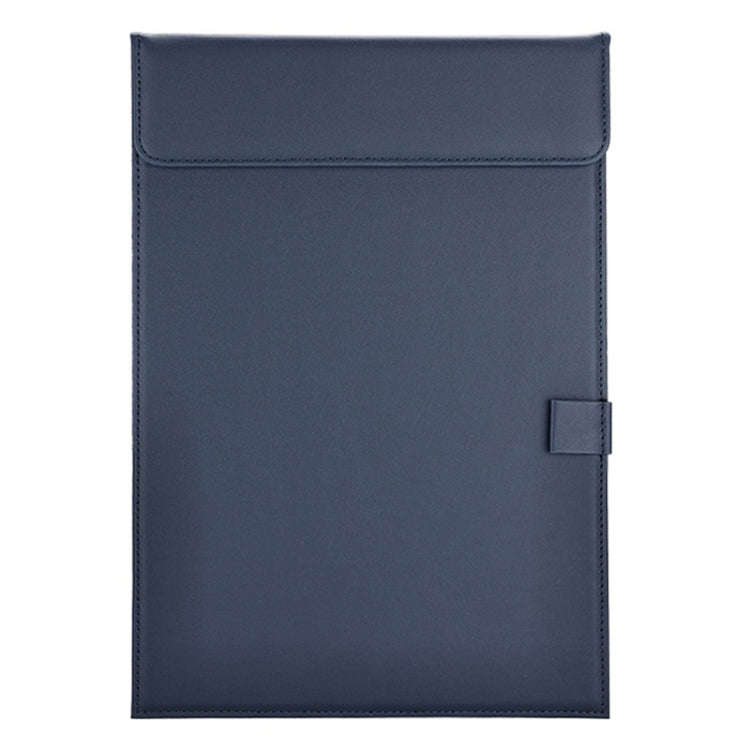 Leather A4 Meeting Clip Pad Business Office Document Clip Board Sticky Note Clip Writing Pad(Blue)