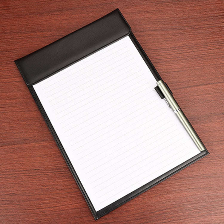 Leather A4 Meeting Clip Pad Business Office Document Clip Board Sticky Note Clip Writing Pad(Coffee)