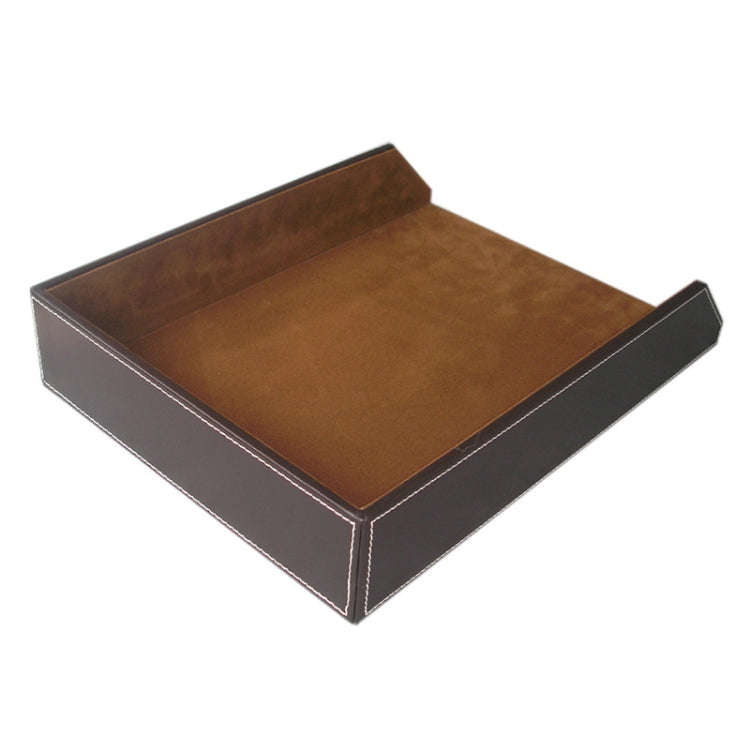 Leather A4 Paper Tray Business Office Stackable Single Layer Data File Tray Note Storage Organize...