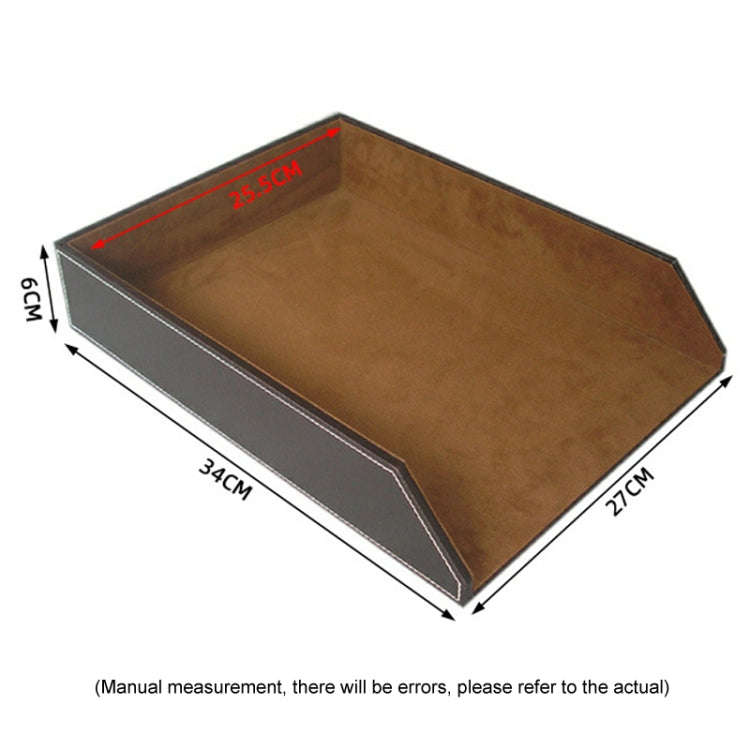 Leather A4 Paper Tray Business Office Stackable Single Layer Data File Tray Note Storage Organize...