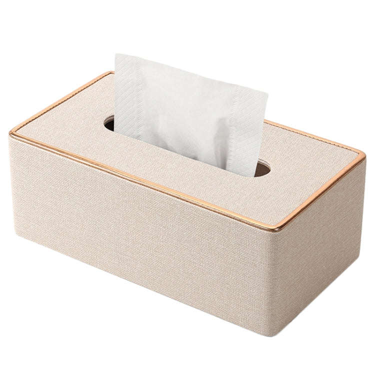 Home Decor Tissue Box Cover Desktop Gold Rim Faux Leather Napkin Holder Toilet Paper Storage Box,...