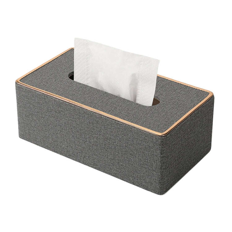Home Decor Tissue Box Cover Desktop Gold Rim Faux Leather Napkin Holder Toilet Paper Storage Box,...