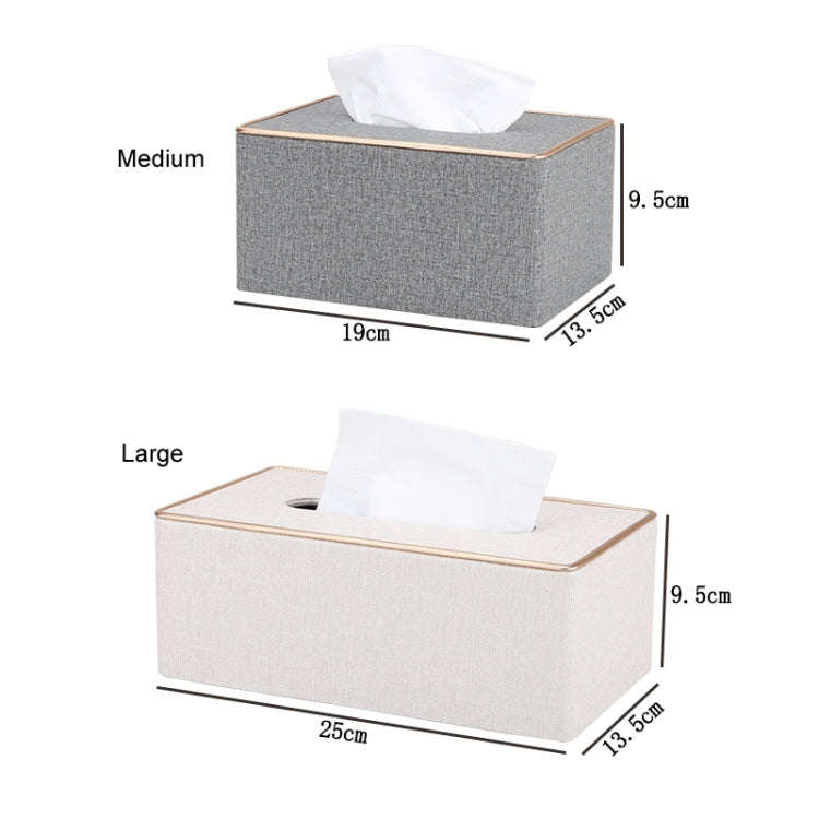 Home Decor Tissue Box Cover Desktop Gold Rim Faux Leather Napkin Holder Toilet Paper Storage Box,...