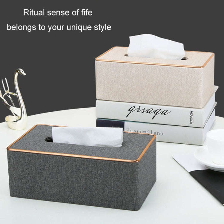 Home Decor Tissue Box Cover Desktop Gold Rim Faux Leather Napkin Holder Toilet Paper Storage Box,...