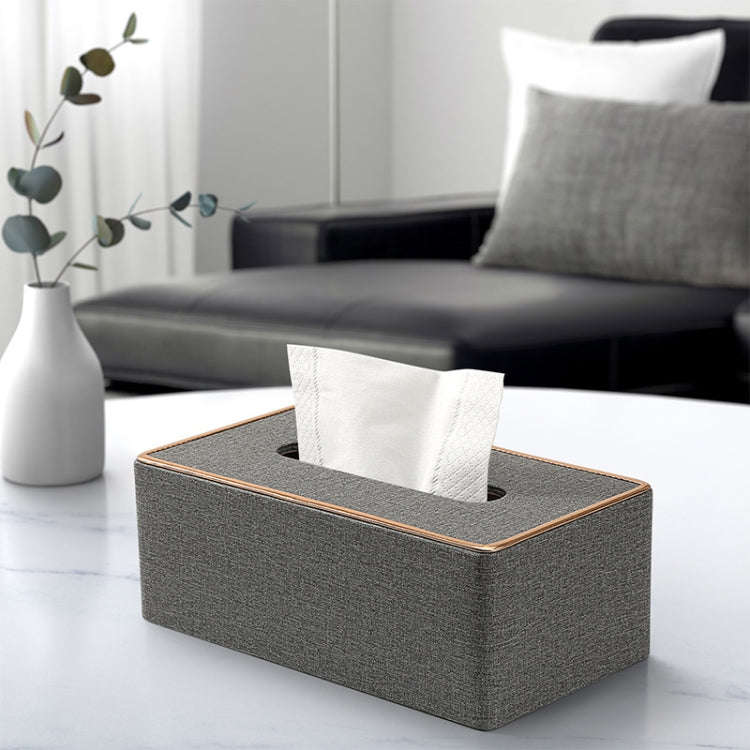 Home Decor Tissue Box Cover Desktop Gold Rim Faux Leather Napkin Holder Toilet Paper Storage Box,...