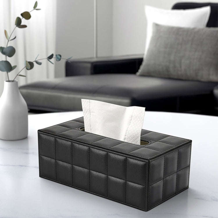 PU Leather Tissue Box Living Room Coffee Table Desktop Paper Holder Car Hotel Tissue Storage Box(...