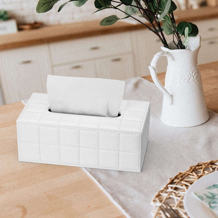 PU Leather Tissue Box Living Room Coffee Table Desktop Paper Holder Car Hotel Tissue Storage Box(...