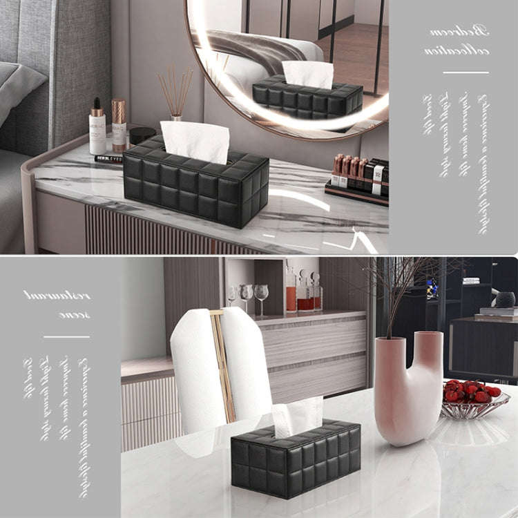 PU Leather Tissue Box Living Room Coffee Table Desktop Paper Holder Car Hotel Tissue Storage Box(...