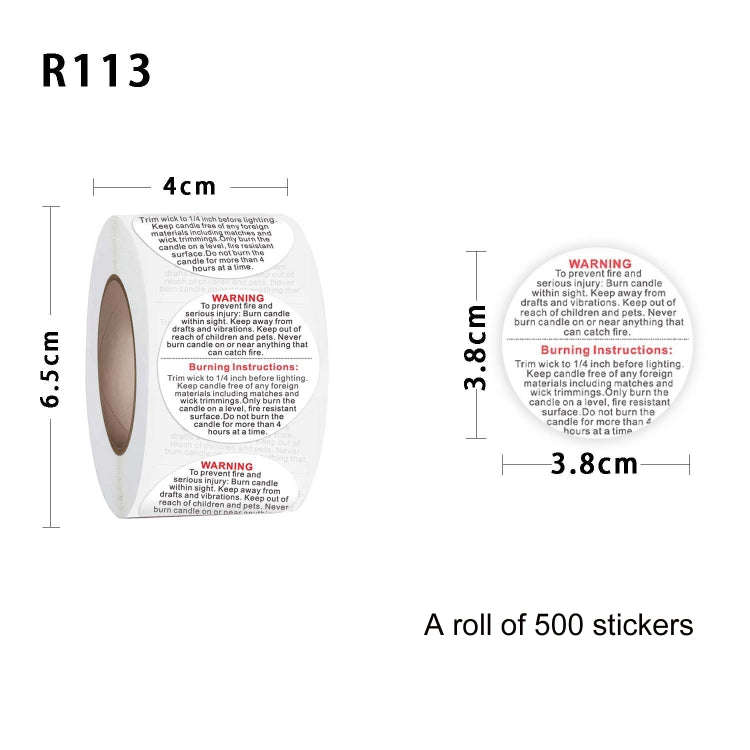 Round Warning Label Packaging Self-Adhesive Warning Sticker, Size: 1.5 inches 3.8 cm