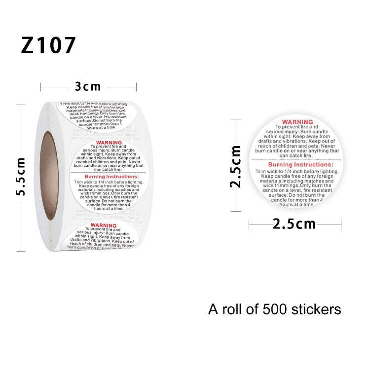 Round Warning Label Packaging Self-Adhesive Warning Sticker, Size: 1 inch 2.5 cm