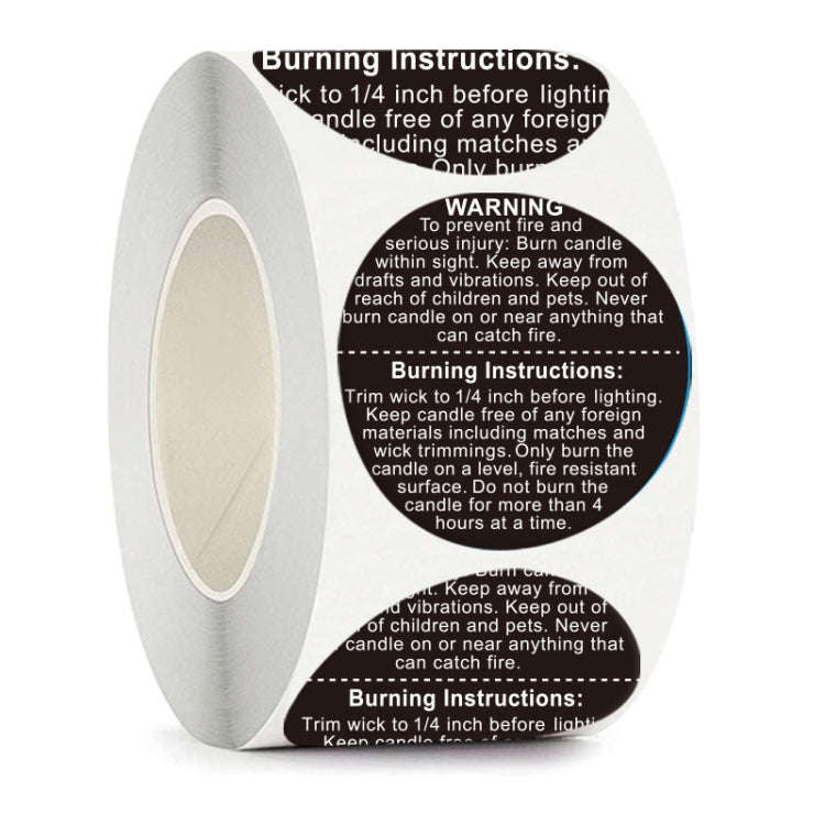 1.5 Inch Round Warning Label Packaging Sticker(Black)